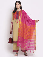 Anni Designer Women'S Cotton Straight Kurta With Palazzo & Dupatta (Kpzd-Cot-10013-Beige)