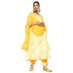 ishin Womens Silk Blend Embroidered Anarkali Kurta suit set With Dupatta & Pants Kpdrlc-17010ff_M_Yellow