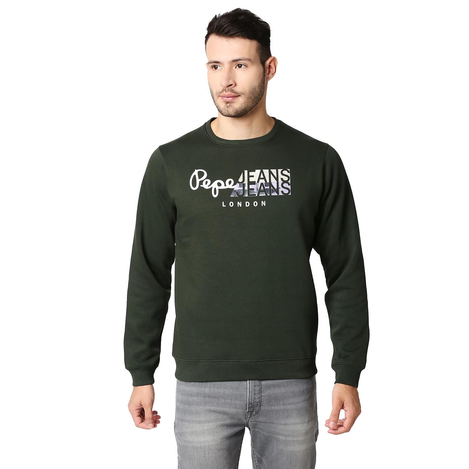 Pepe Jeans Mens Pierson Graphic Printed Sweatshirt, Forest Green,S