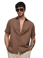 The Souled Store Cambridge Men and Boys Half Sleeve Collared Neck Button Front Regular Fit Textured Holiday Shirts