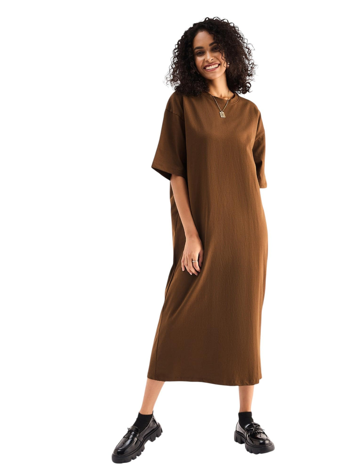 Sassafras Basics WomenS Brown Oversized TShirt DressXxl
