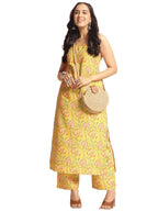 ANNI DESIGNER Womens Rayon Viscose Floral Straight Kurta with Palazzo (CUBU VKS01_Yellow_XXXXX-Large)