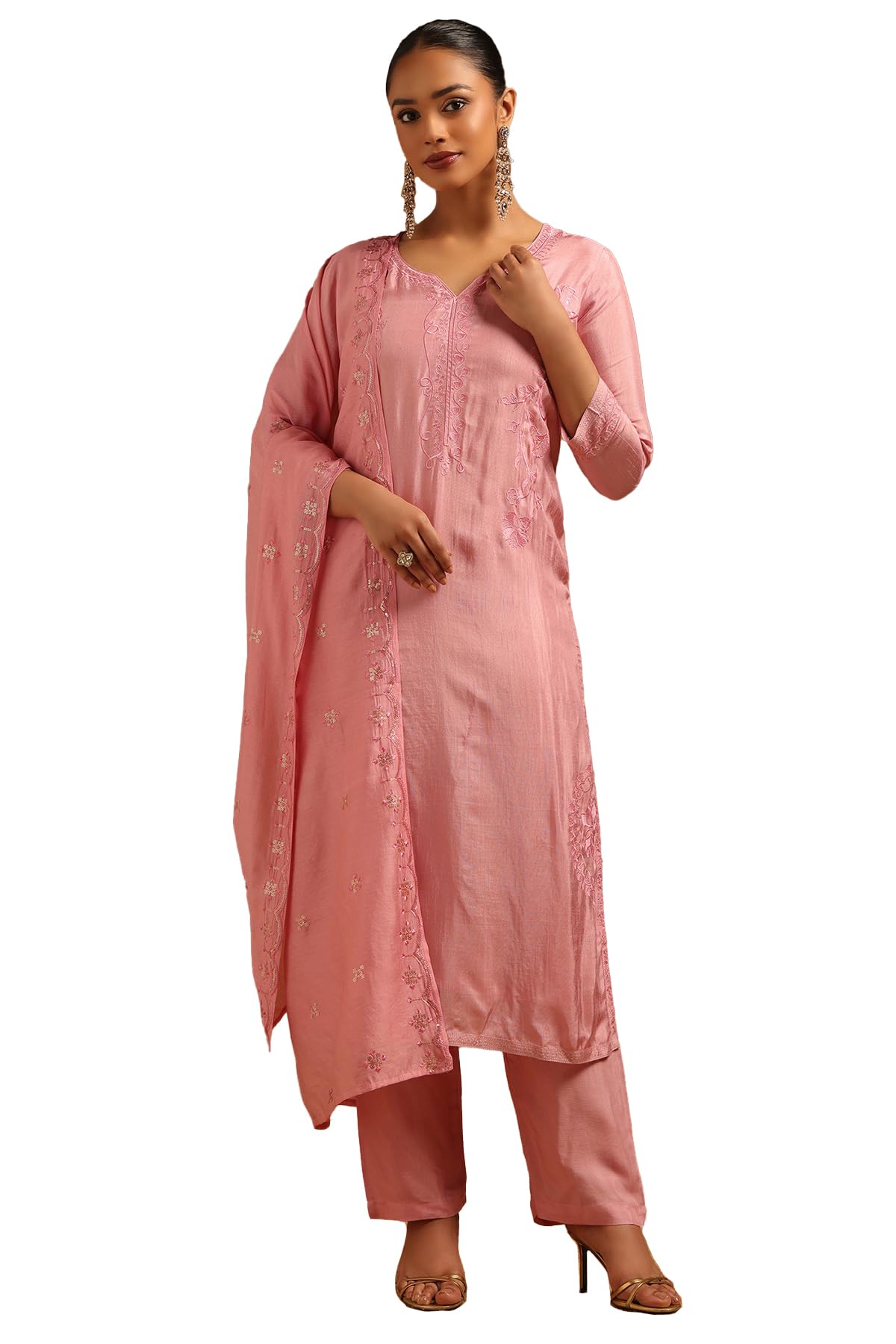 Soch Women Silk Machine Embroidery Salwar Suit Set