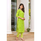 ANNI DESIGNER Womens Cotton Blend Traditional Straight Printed Kurta and Pant Set (Sixty-Parrot_XXL_Green_XX-Large)