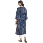 Fabindia Women Cotton Printed Long Kurta Indigo