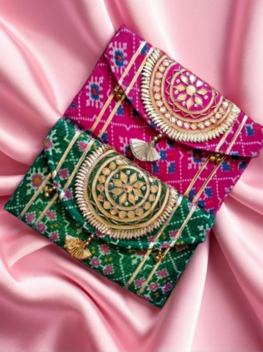 JAIPUR ACE Decorative Shagun Money Gift Box Pack of 2 | Multicolor Printed Purse for Cash Envelopes, Jewellery & Wedding Gifting 21