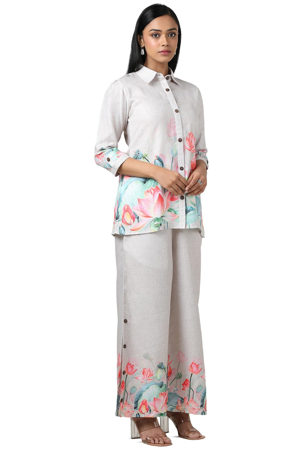 Soch WomenS Linen Co-Ords Set (Fws5Ks10700A_Beige