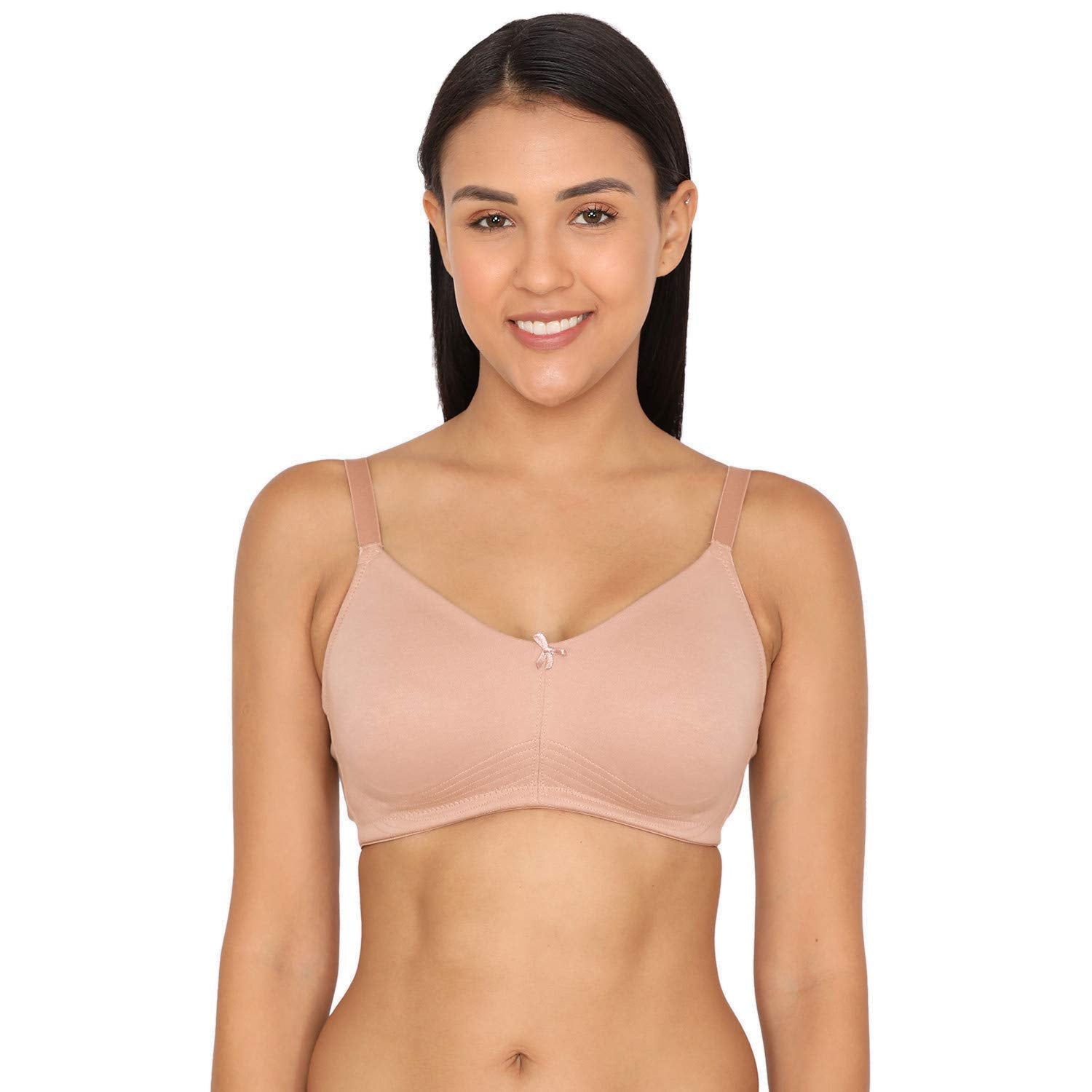 Zivame Womens Synthetic Padded Wire Free Seamless Bra Beige