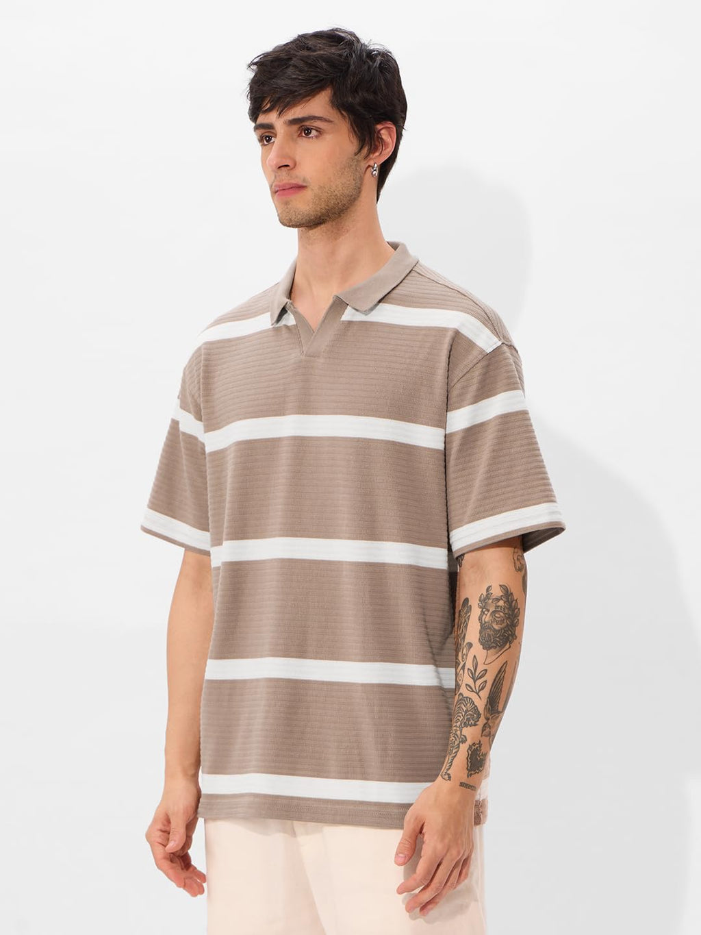 The Souled StoreClay Men and Boys Short Sleeves Collared Neck Cotton Blend Oversized Polos