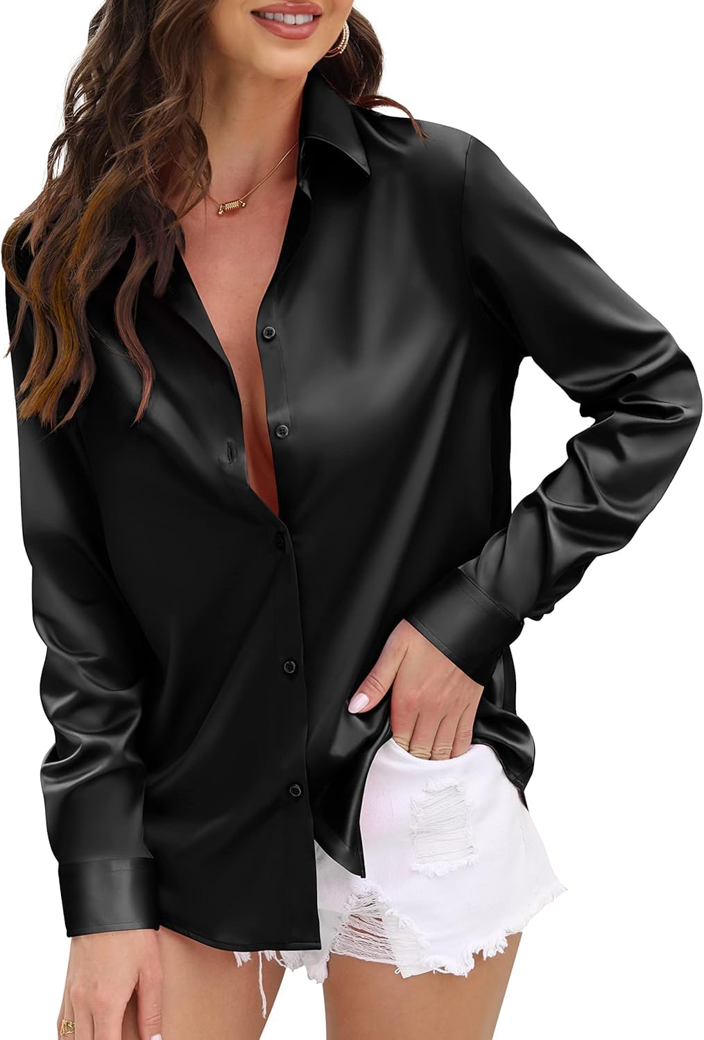 Indoprimo Shirt For Women | Women Shirt | Shirt For Women | Full Sleeve Shirt For Women | Satin Shirt For Women | Western Shirt 