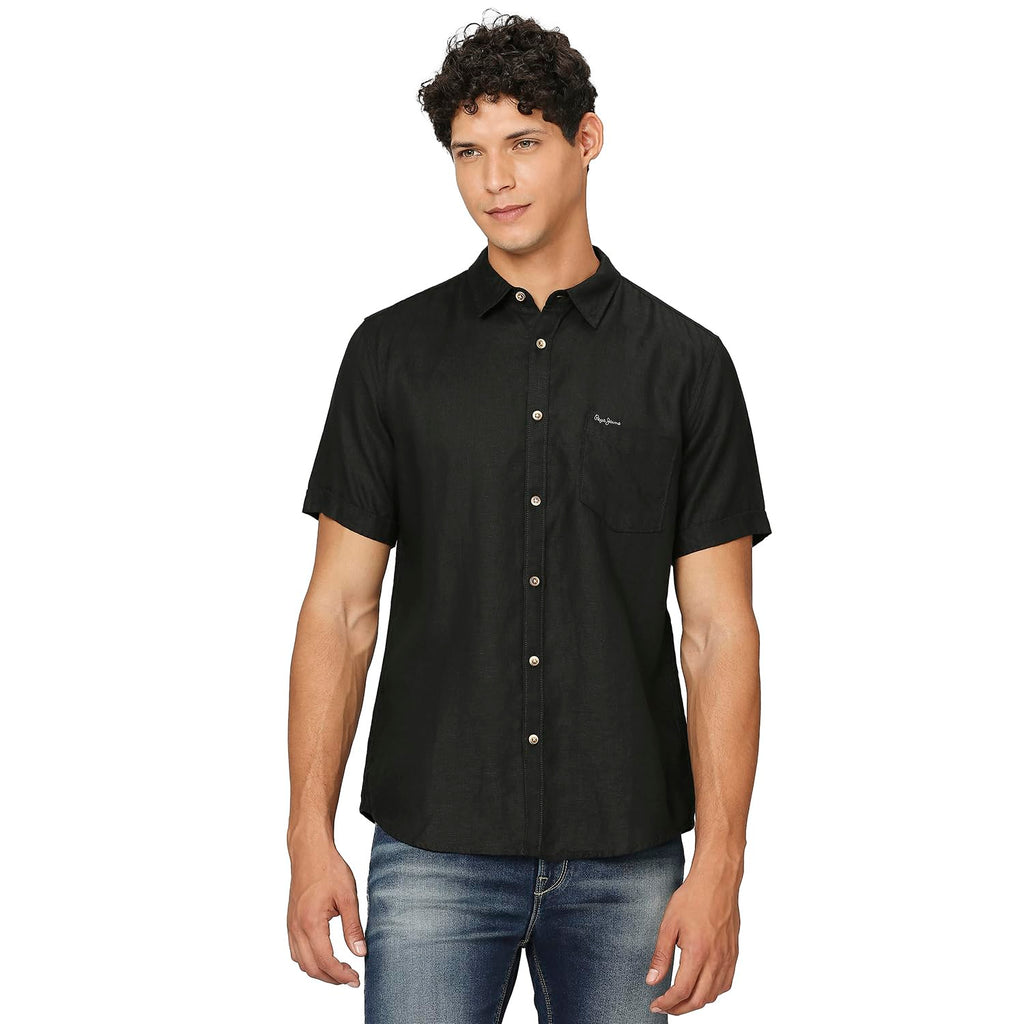 Pepe Jeans MenS Solid Regular Fit Shirt (Pm308260_Off White