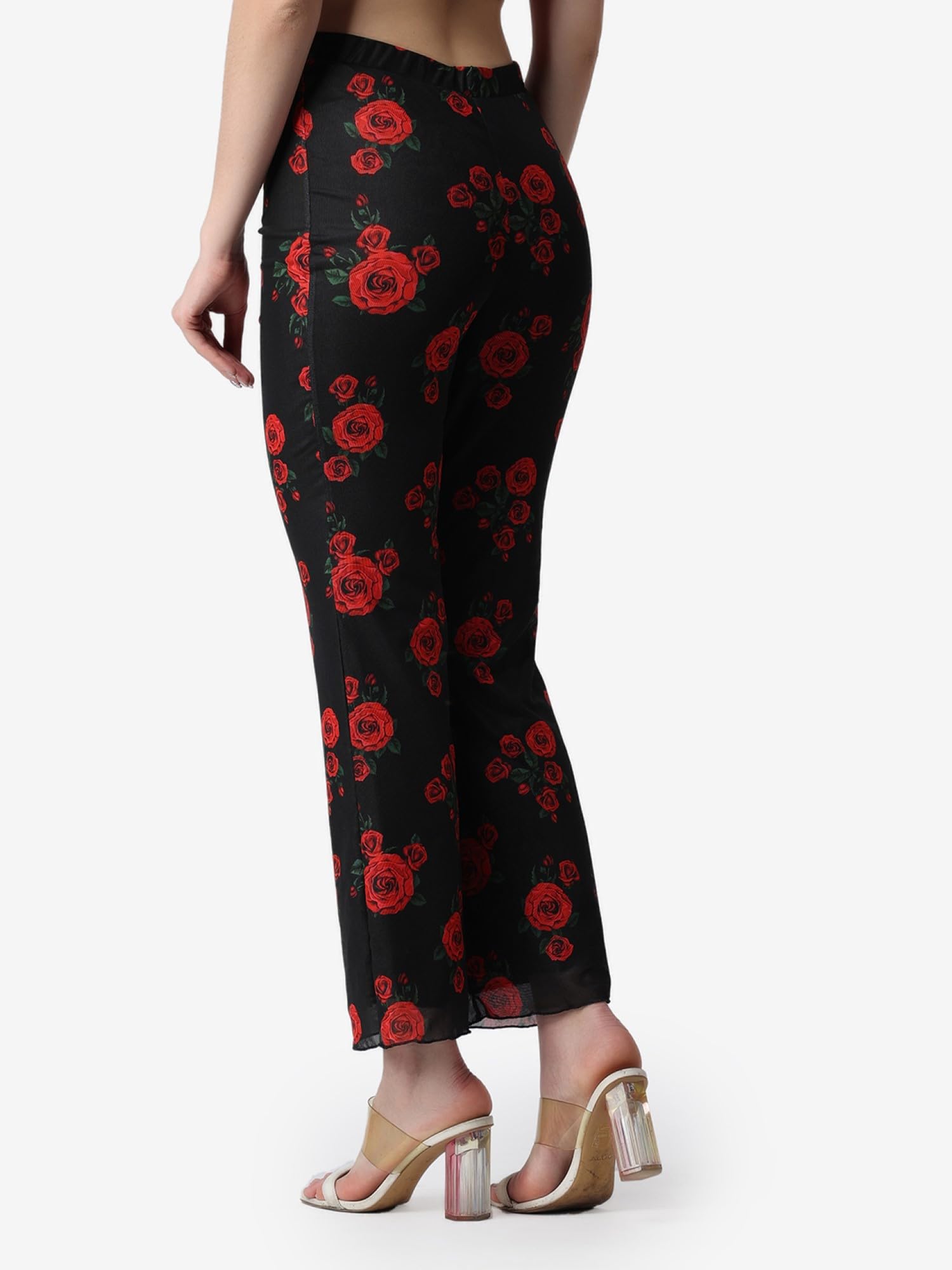 POPWINGS Casual Multi Colour Floral Print Bootcut Trouser for Women || Pull On Trouser for Women || Latest Stylish Western Regul