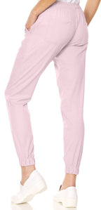 Mini Marilyn Scrub Joggers 4-Way Stretch Elastic Waistband Four Pocket Jogger Pants, Blush Size Large