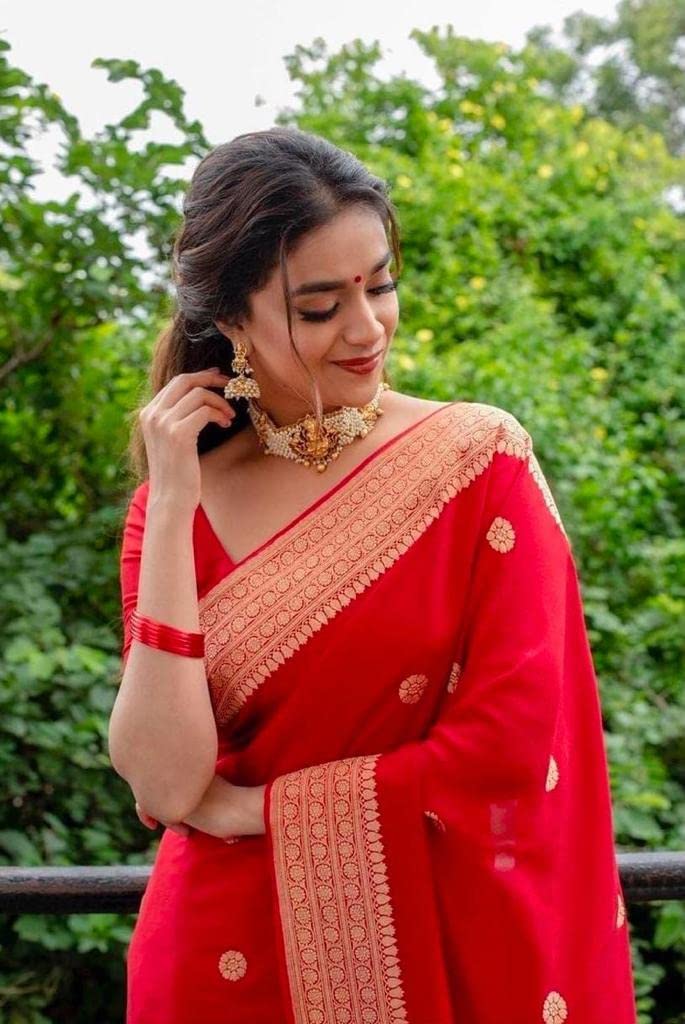 Flosive Ayn WomenS Present Banarasi Soft Lichi Silk Saree Beautiful Jacquard Rich Pallu Design Work Zari Woven Kanjivaram Silk