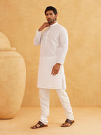 Sojanya Ethnic Motifs Embroidered Thread Work Pure Cotton Straight Kurta With Churidar