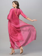 ANNI DESIGNER Womens Cotton Blend Embroidered Straight Kurta with Pant & Dupatta (BAGICHA-Rani-FNW_5XL_Pink_XXXXX-Large)