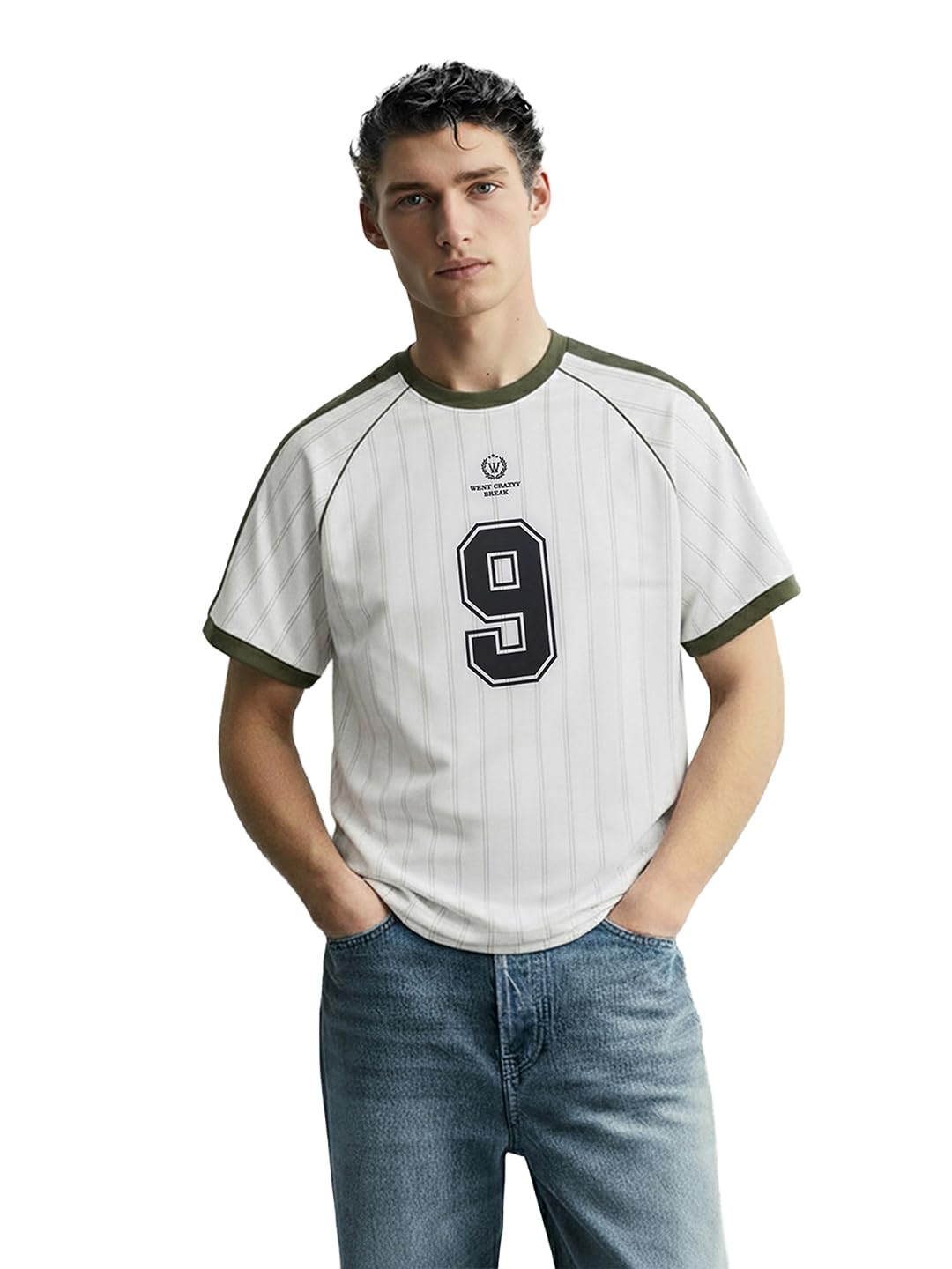 The Indian Garage Co Mens Relaxed Fit Half Sleeves Printed Crew Neck Sweater