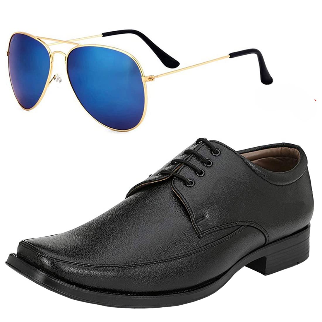 Vitoria Stylish Mens Synthetic Leather Formal Shoes with Free Unisex Blu Gold Avtr Sunglasses/Office Shoes/Suit Shoes/Dress Sho 9