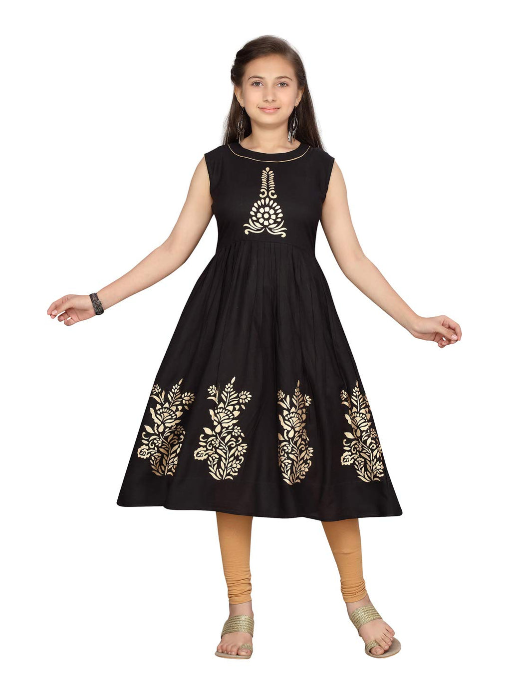 Aarika Girl'S Cotton Regular Shirt (Nv-Kurti-K-60_Black