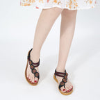 HARENCE Women's Summer Sandals Casual Comfortable Flip Flops Beach Shoes Ankle T-Strap Thong Elastic Flat Sandals for Women