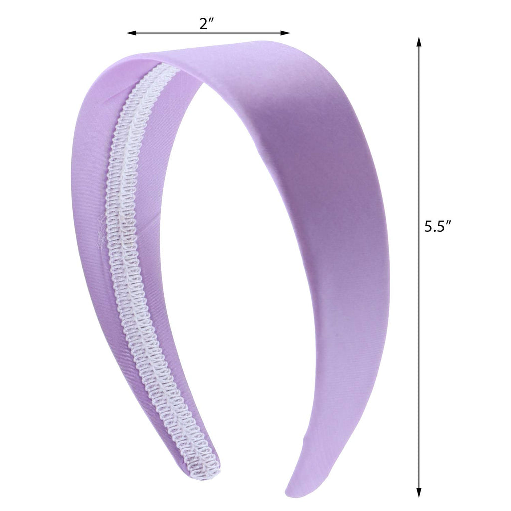 Motique Accessories Lavender 2 Inch Wide Satin Hard Headband with No Teeth