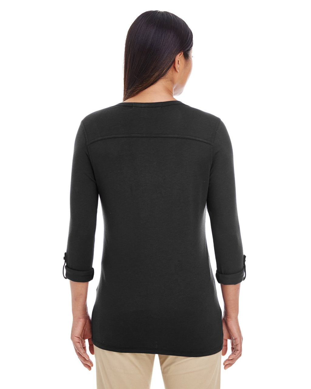 Ladies Perfect FitY-Placket convertible Sleeve Knit Top - WHITE - XS(D0102H7YE52)