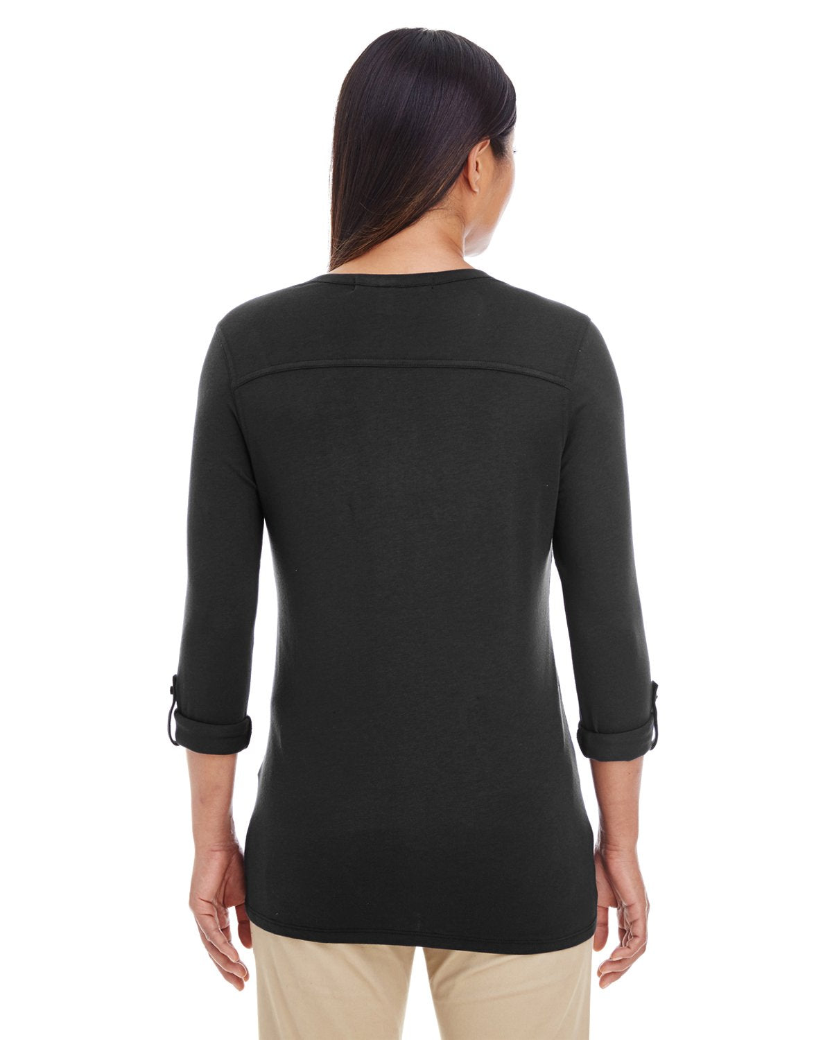 Ladies Perfect FitY-Placket convertible Sleeve Knit Top - WHITE - XS(D0102H7YE5T)