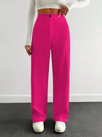 Toochki High Waist Trousers for Women  Korean Style Formal Pants | Elegant Workwear for Office, College & Events Pink