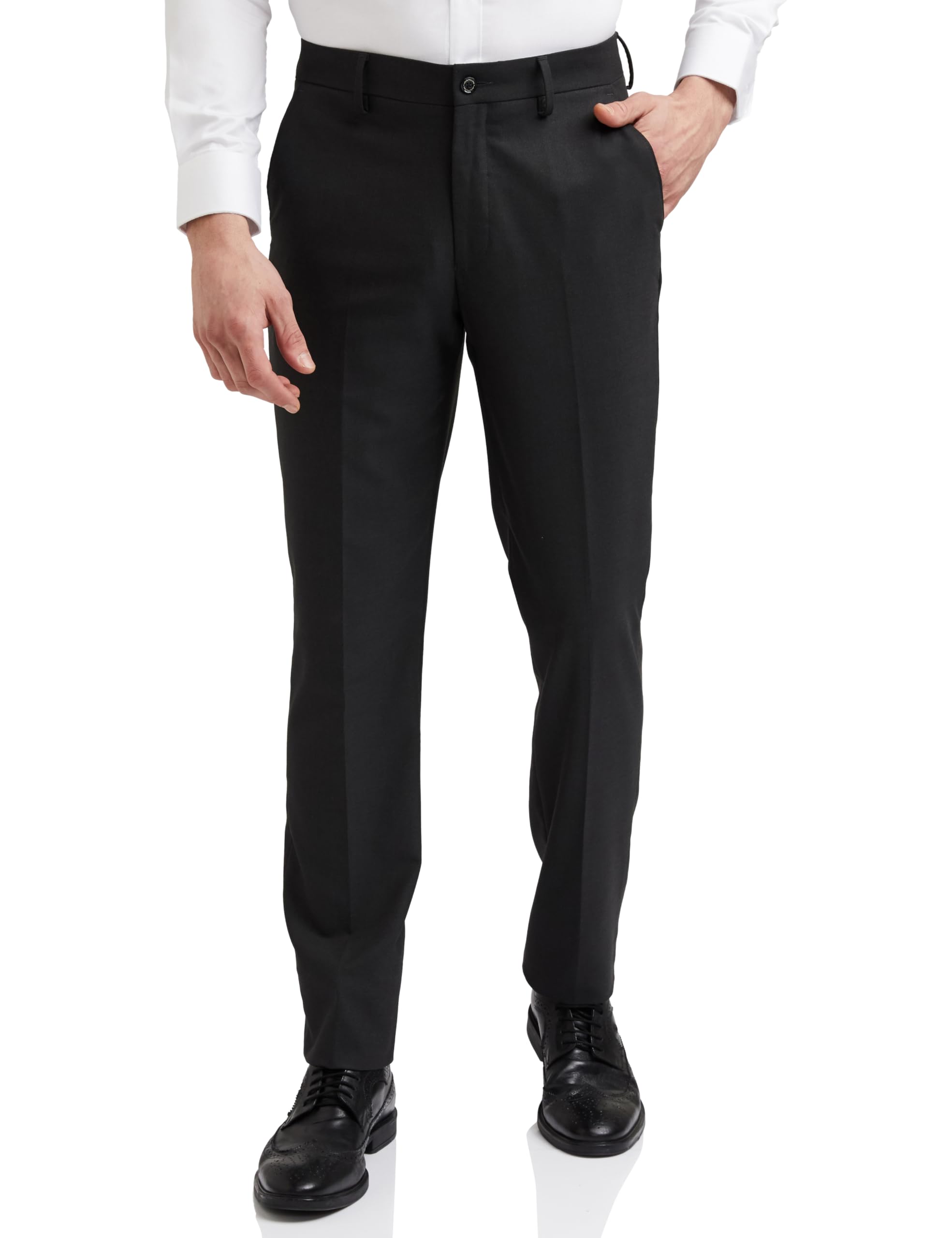Louis Philippe MenS Slim Work Utility Pants (Lptfmslbj11930_Black, Mid Rise, 38