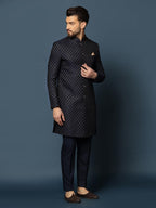 Kisah MenS Sherwani & Trouser Set  Embellished Silk Blend Jacquard Ethnic Wear For Men  Regular Fit Wedding & Festive Look  Dry