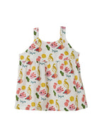 The Souled Store Little Fishy Girls Round Neck Sleeveless White All Over Printed Cotton Tops