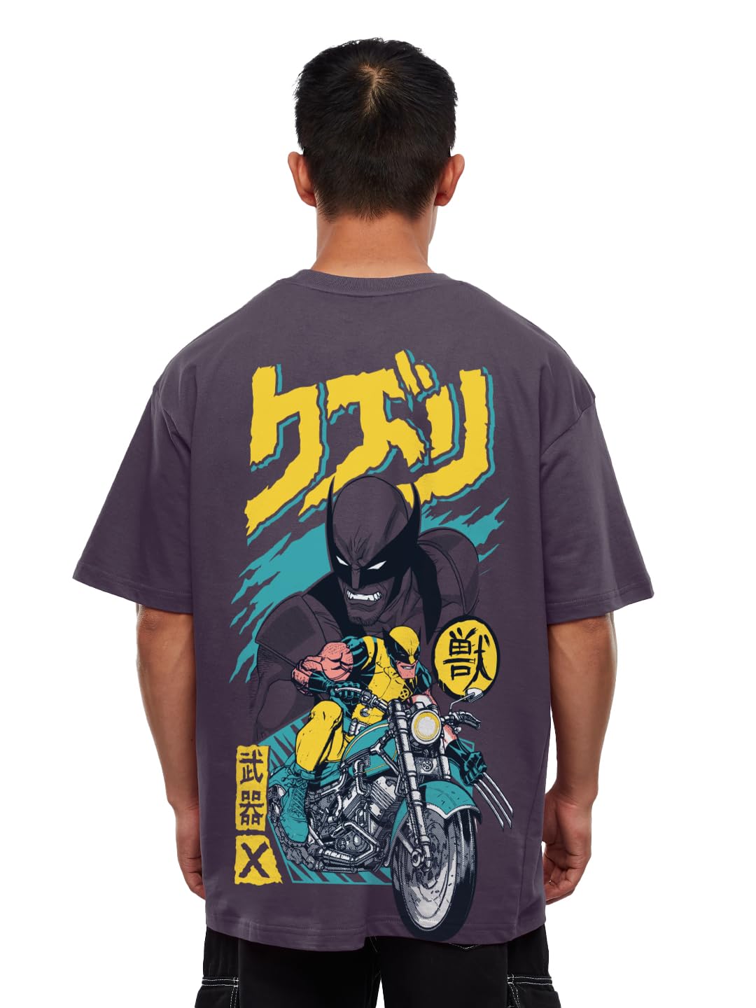 The Souled Store Official Wolverine: Weapon X Mens and Boys Oversized fit Graphic Printed Half Sleeve Cotton Purple Color Oversi