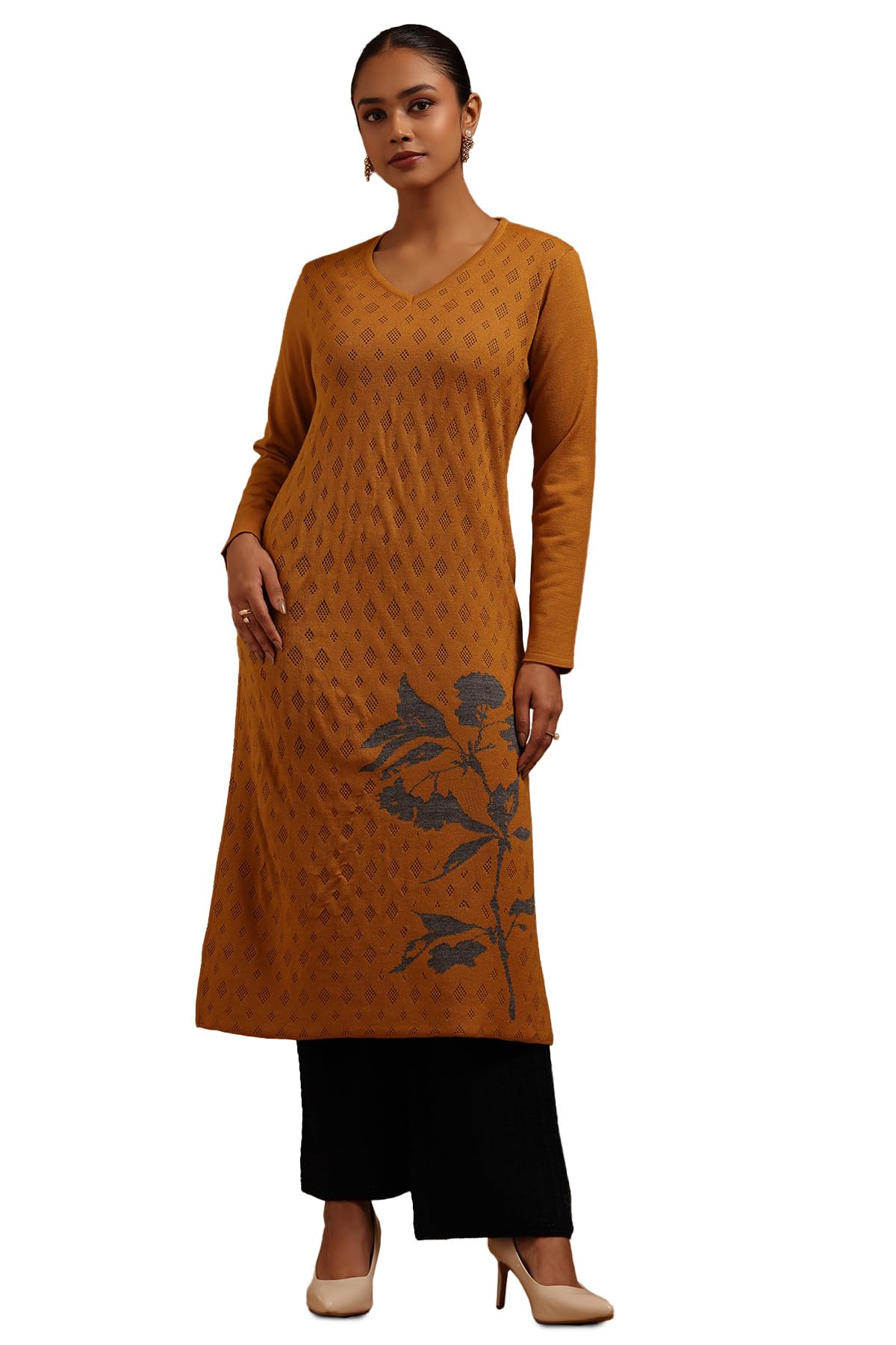 Soch Women Acrylic Floral Winter Kurta