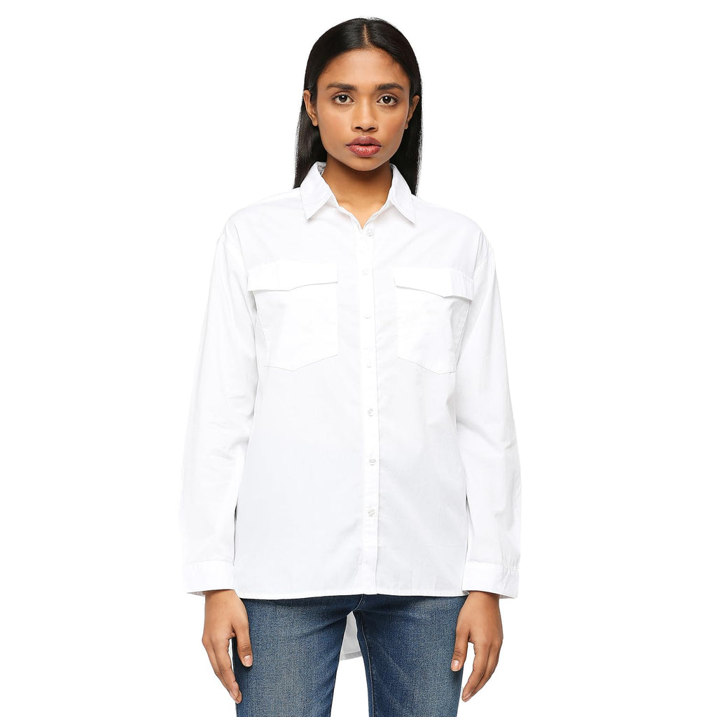 Pepe Jeans WomenS Solid Oversized Fit Shirt (Pl304740_Optic White