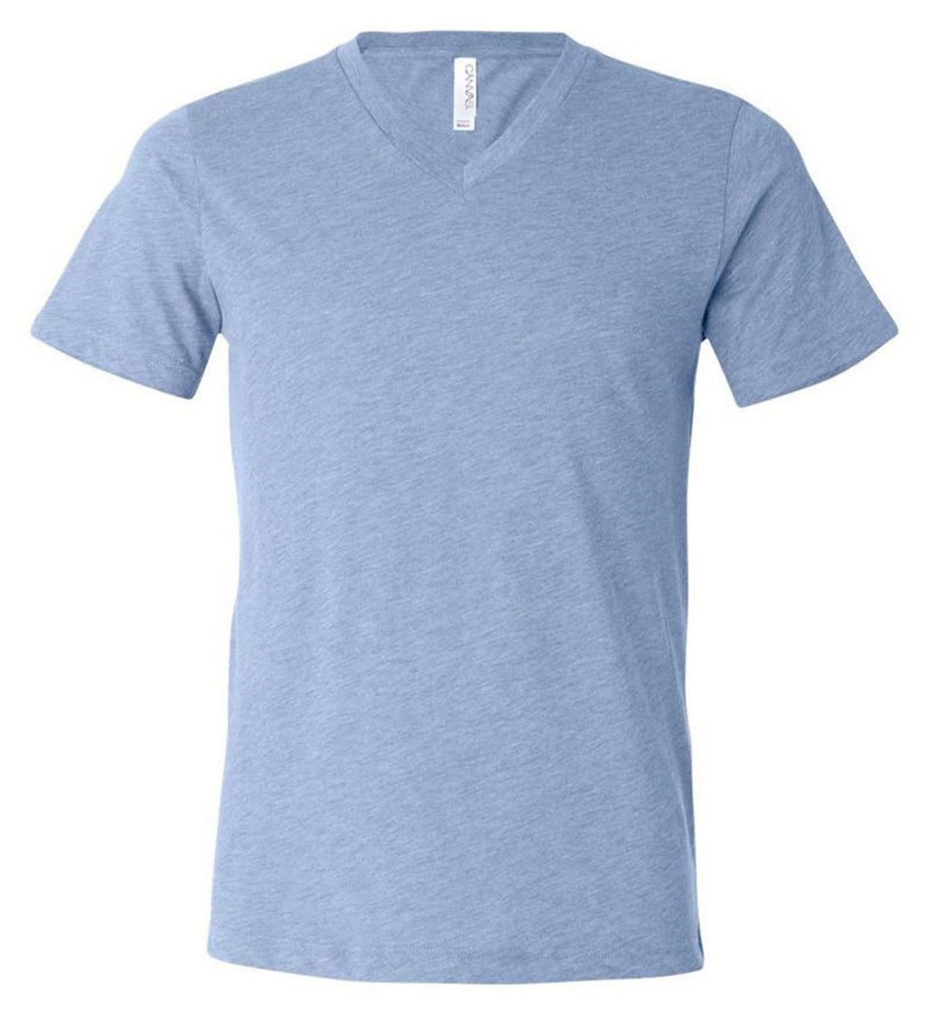 Unisex Triblend V-Neck T-Shirt - BLUE TRIBLEND - S(D0102H7WXW8)