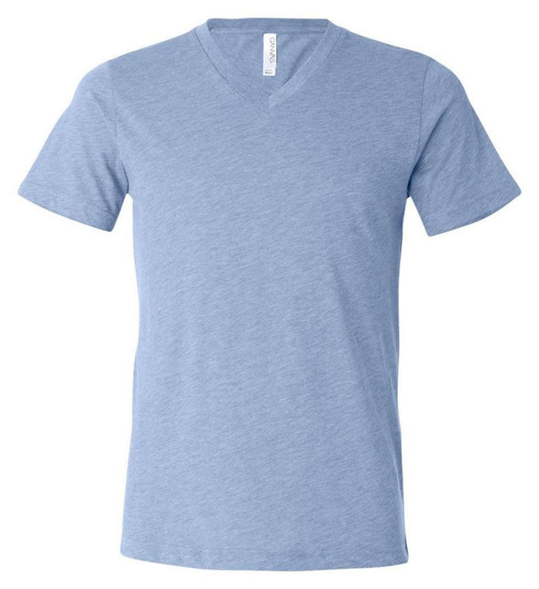 Unisex Triblend V-Neck T-Shirt - BLUE TRIBLEND - S(D0102H7WXWP)