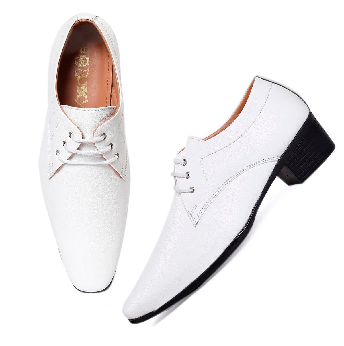 YUVRATO BAXI Mens 2 Height Increasing Synthetic Material Casual White Formal Laceup Shoes with Pu Sole. 7 UK 7