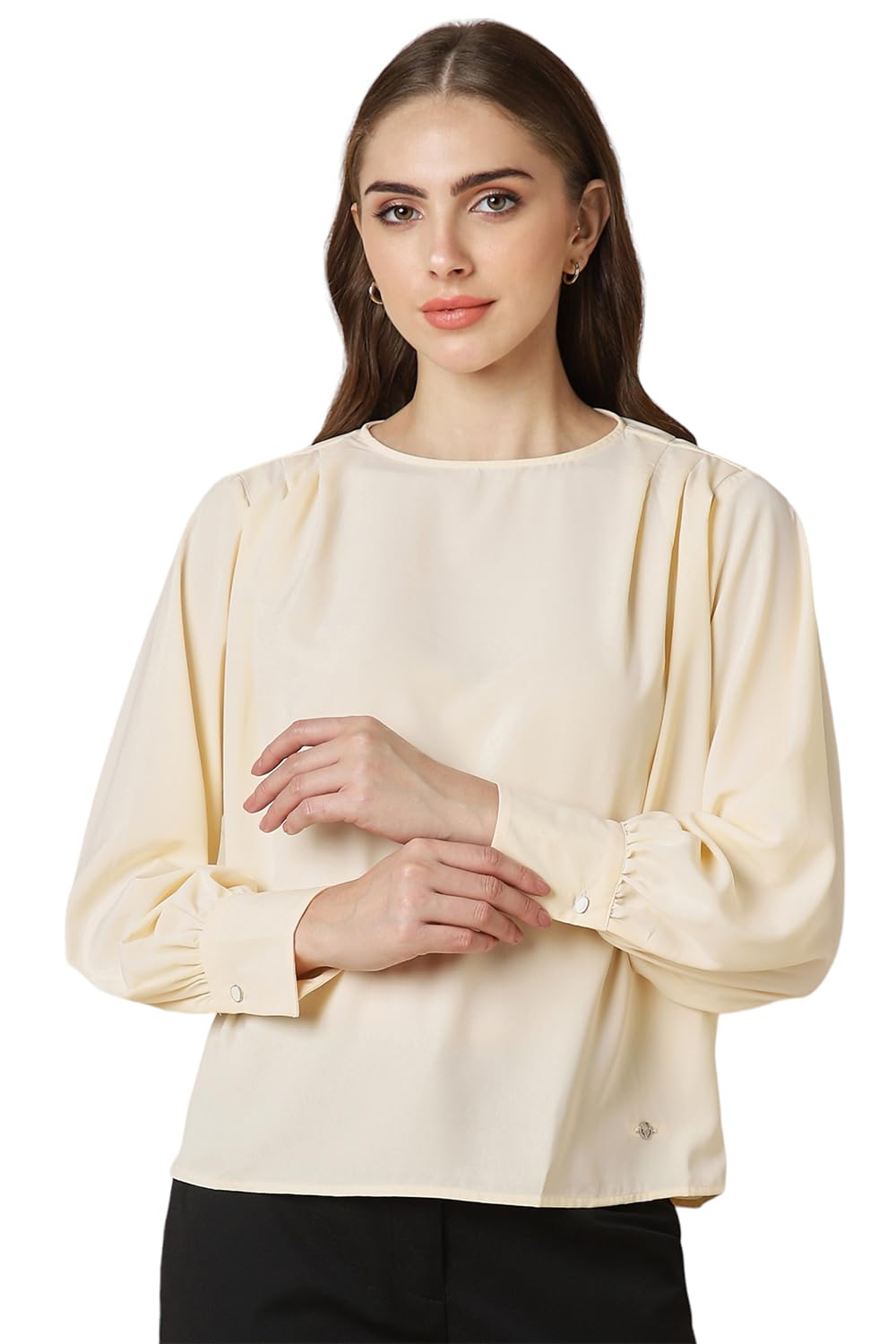 Allen Solly Women Regular Fit Solid Casual Full Sleeve T-Shirt