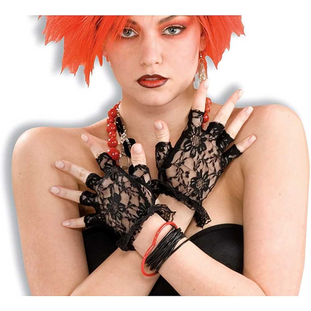 Black Lacey Fingerless Gloves Costume Accessory