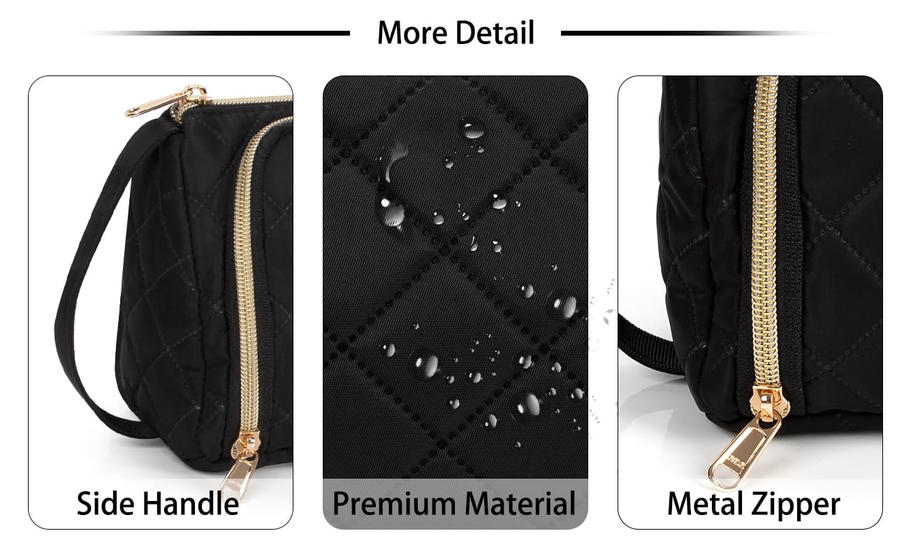 CUBETASTIC Makeup Bag, Travel Cosmetic Bag for Women Portable Cute Make Up Organizer Pouch with Makeup Brush Compartment, Two Op