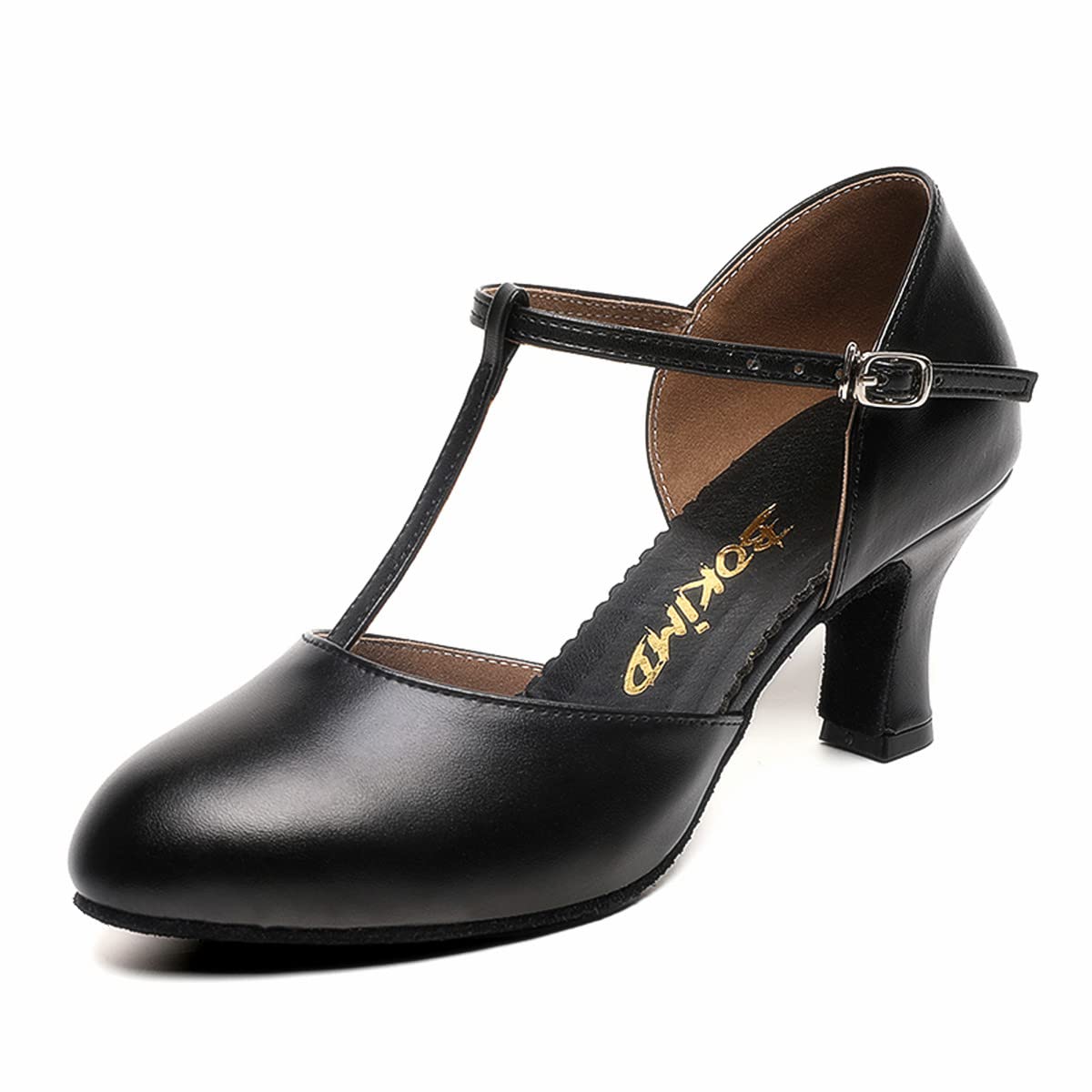 Womens T-Strap Latin Salsa Ballroom Dance Heels Black Character Shoes Prom Wedding Dress Pumps (6.5 / Black)