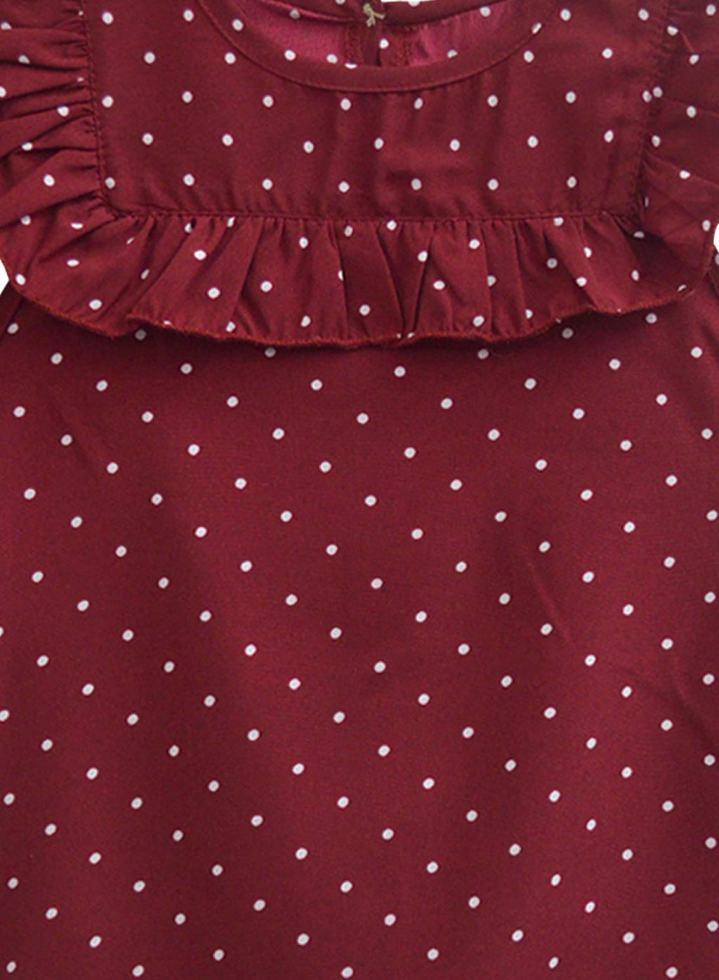 A.T.U.N. (ALL THINGS UBER NICE) Girls Polka Dots Regular Top Maroon-White