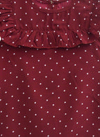 A.T.U.N. (ALL THINGS UBER NICE) Girls Polka Dots Regular Top Maroon-White