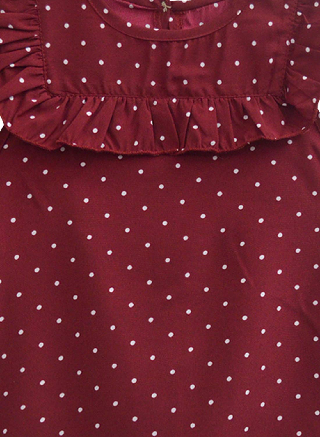 A.T.U.N. (ALL THINGS UBER NICE) Girls Polka Dots Regular Top Maroon-White