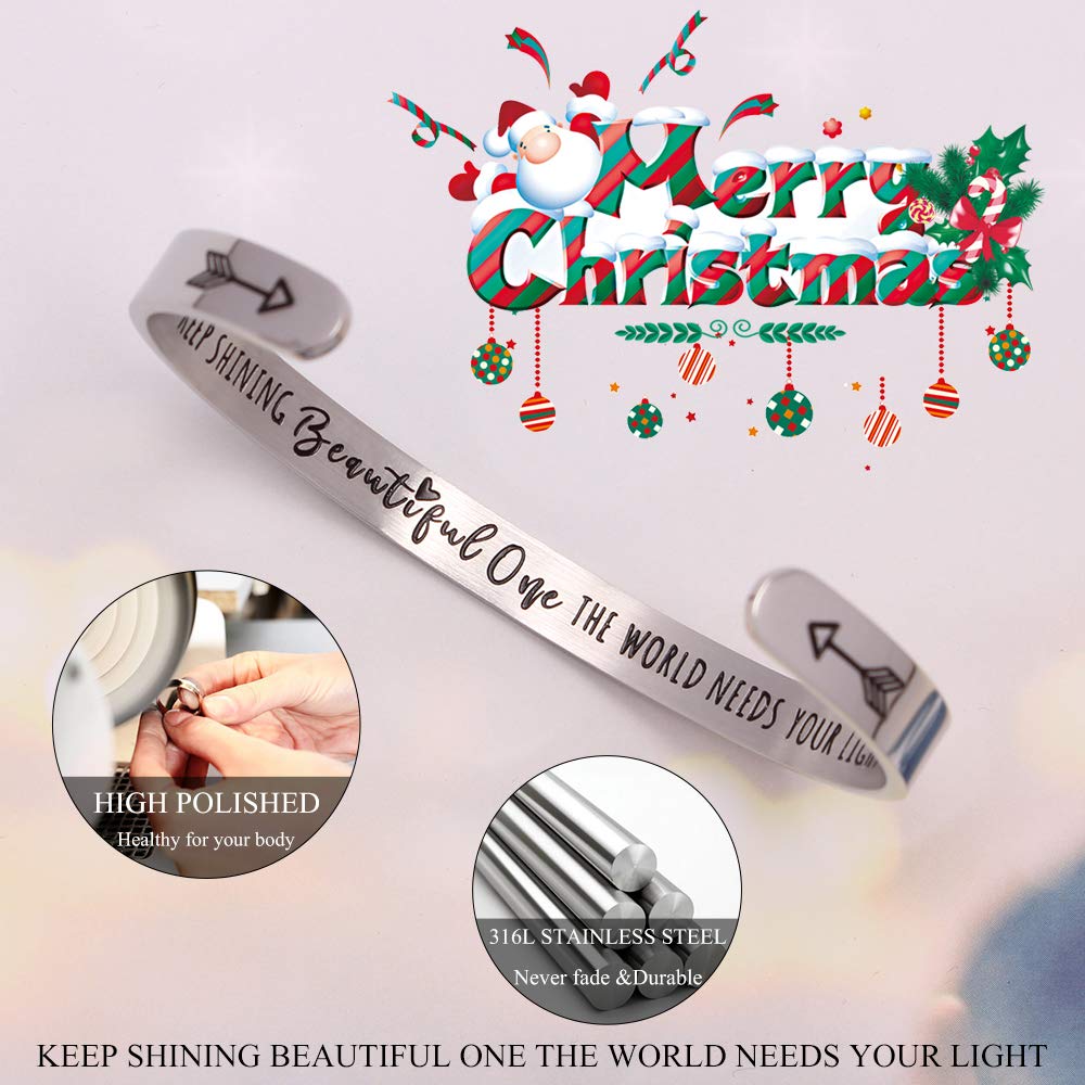 Btysun Women Gifts for Christmas Inspirational Bracelets for Women Christmas Gifts for Teenage Girls Xmas Gift Cuff Bracelet