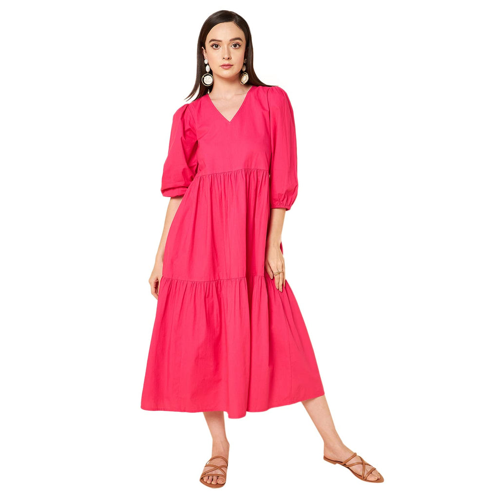 High Star Women'S Cotton Full-Length Maxi Dresses (Hswdrs23005_Mg_Magenta_Xxl)