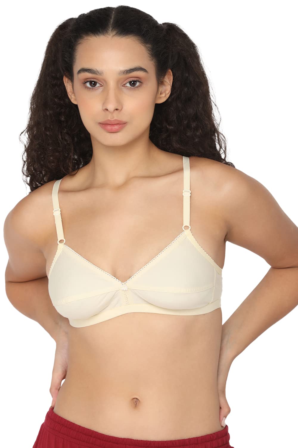Naidu Hall WomenS Cotton Brassiere | NonPadded | NonWired | Moderate Coverage | Laced Neckline Regular Bra | 1 Piece | (Trend 32