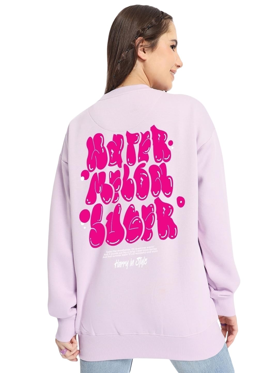 Bewakoof Womens Graphic Printed Oversized Fit Sweatshirt_557005_Purple_M
