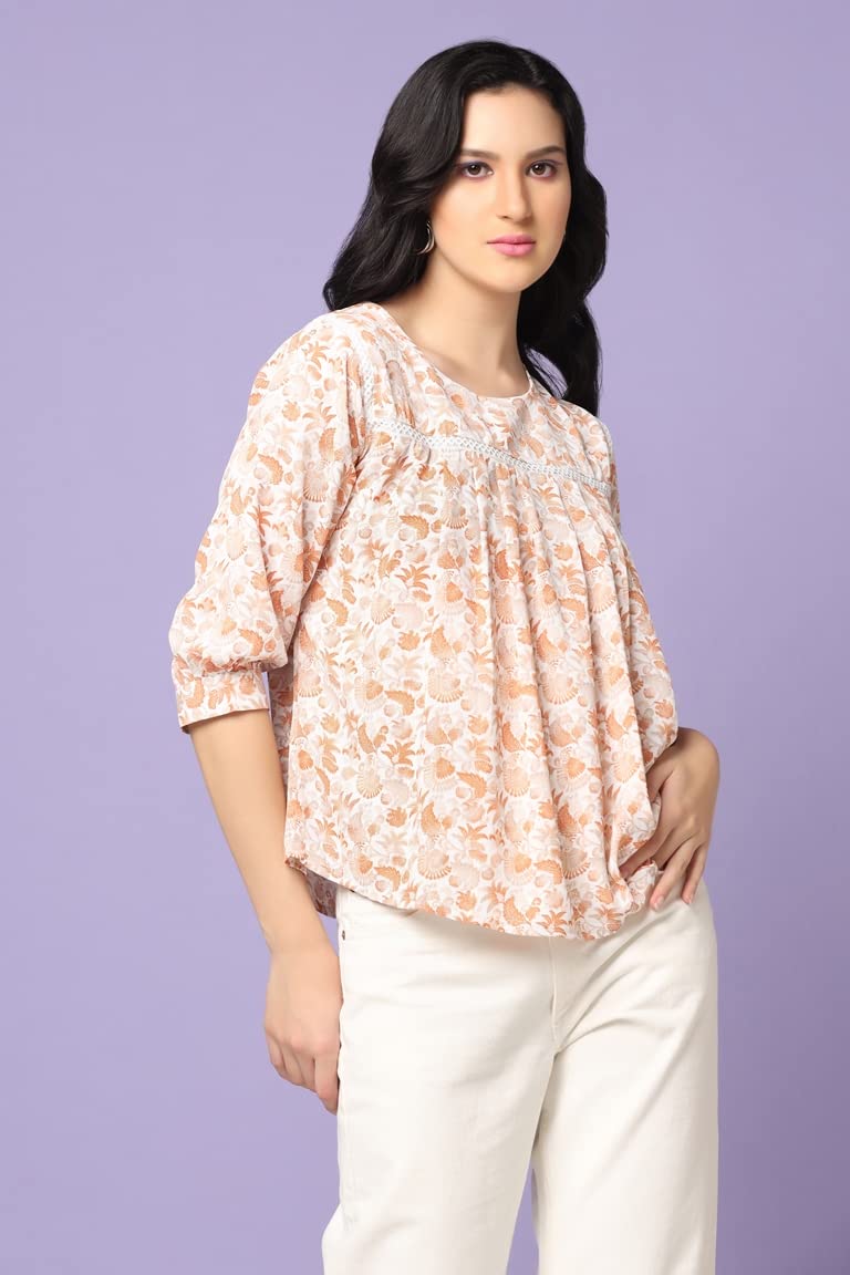Leriya Fashion Tops For Women || Rayon Floral Printed Western Tops For Women || Casual Tops For Women || Front Plated Tops || Id