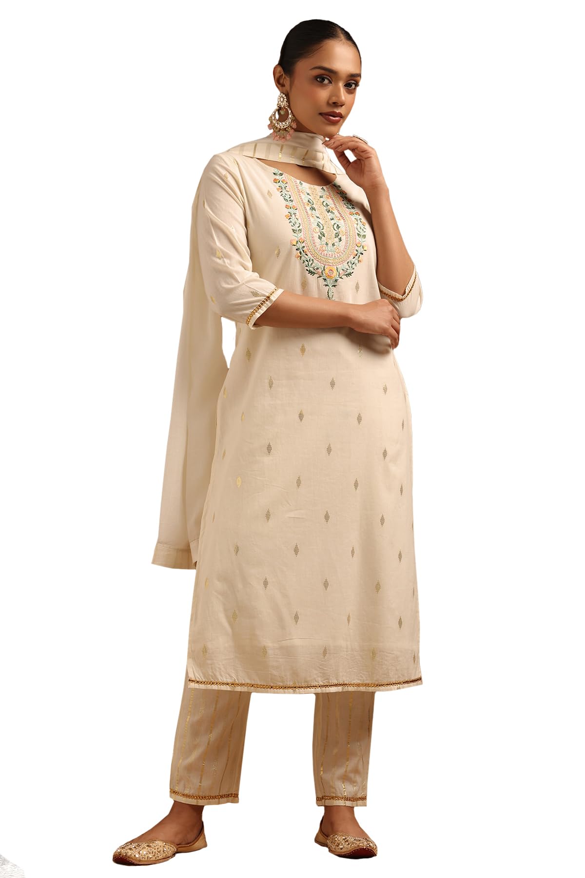 Soch Women Pure Cotton Embroidered Salwar Suit Set